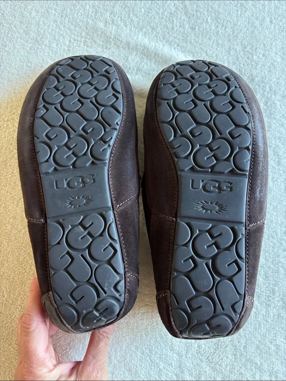 UGG Men's Dark Brown Suede Lined Slippers